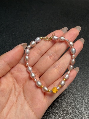 C34992502 Pearl Bracelet 4 Round Beads + Main Body No Stamp, Surface Gold Content Au99% Rest Non-Gold Total Weight Approx. 8.17g Size 3.1-6.4mm