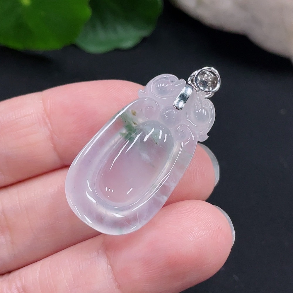 F31579752 Jadeite Fortune Shell Pendant 18K Gold Total Weight Approx. 6.1g (With Diamond Accents)