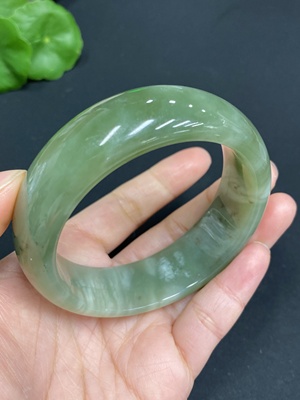 H26037942 Hetian Jade Round Bracelet (Size 56.8, Total Weight Approx. 79g, Contains Other Mineral Components)
