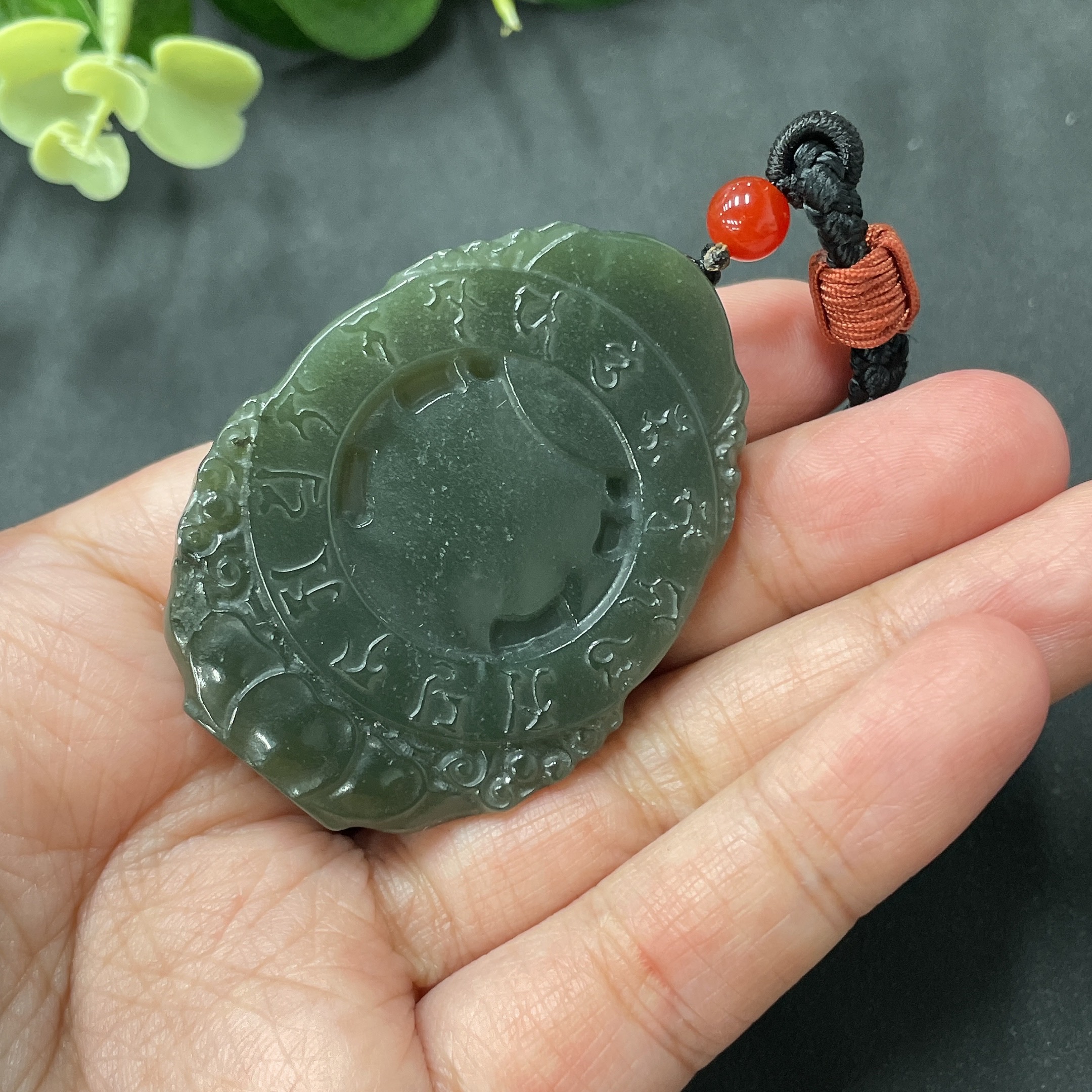 H10001235 Hetian Jade Guanyin Pendant Total Weight 39g (including rope weight)