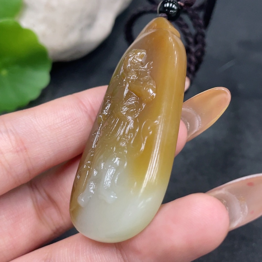 H32778166 Hetian Jade Pendant Guan Gong Total Weight Approx. (Including Rope) 36.1g