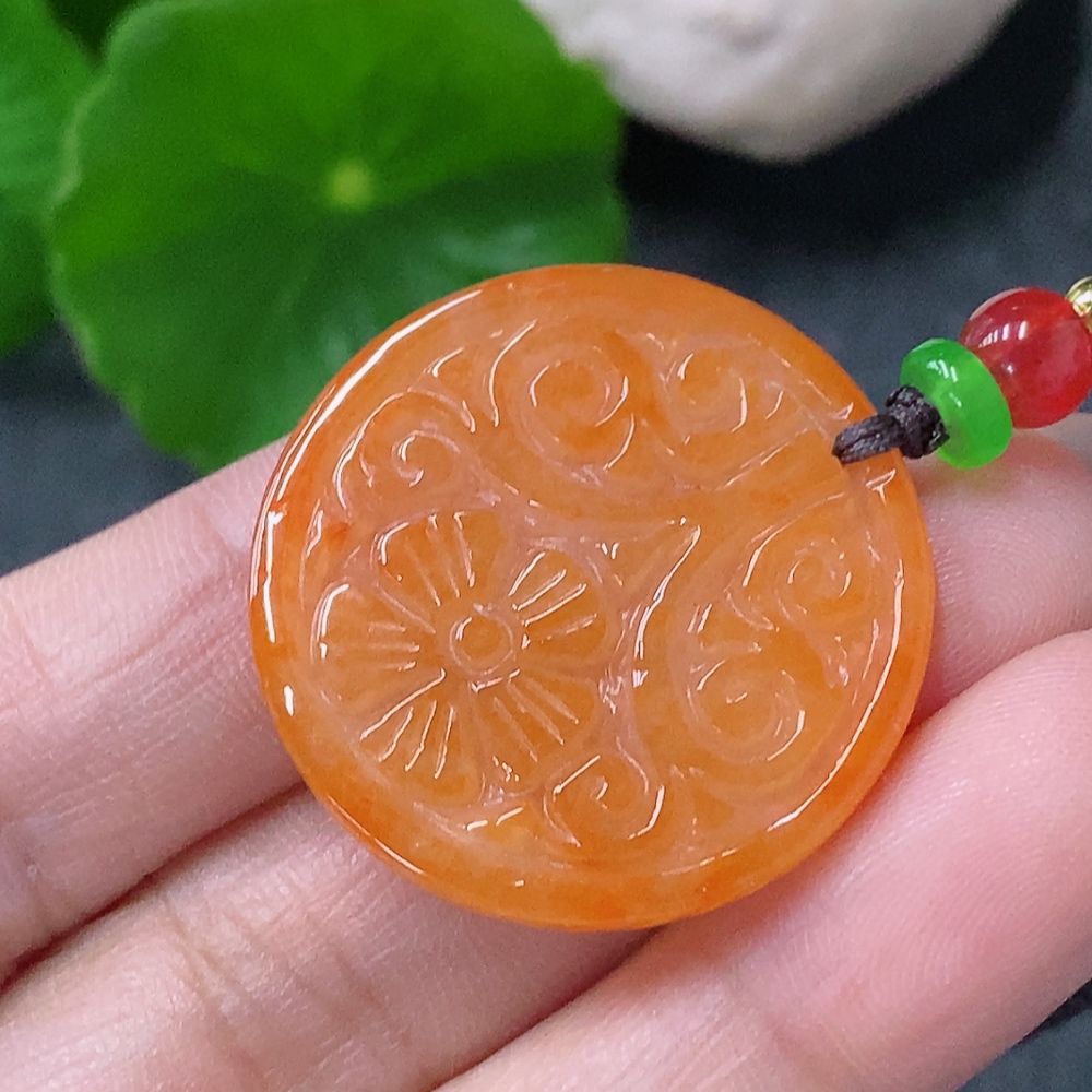 F34075974 Jadeite Antique Plaque Pendant with Non-Grade A Beads, Total Weight Approx. 7.76g