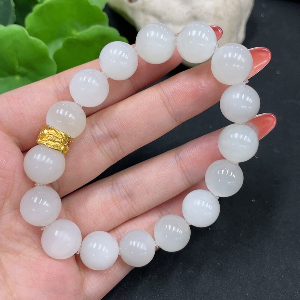 H35085356 Hetian Jade Bracelet, Approx. 11.7mm, Total Weight Approx. 43.4g, Non-Gold