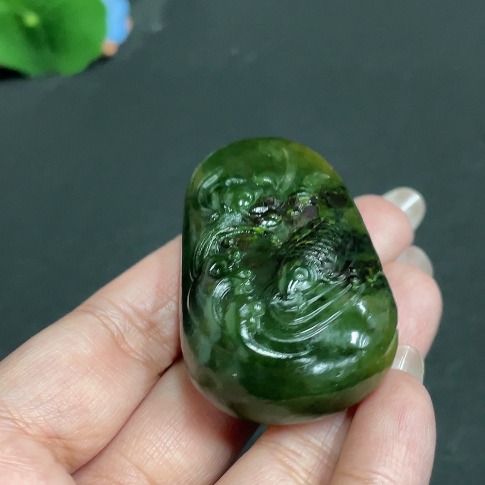 H28309856 Hetian Jade Pendant - Lotus and Fish Symbolizing Abundance Every Year, Total Weight Approx. 61.3g