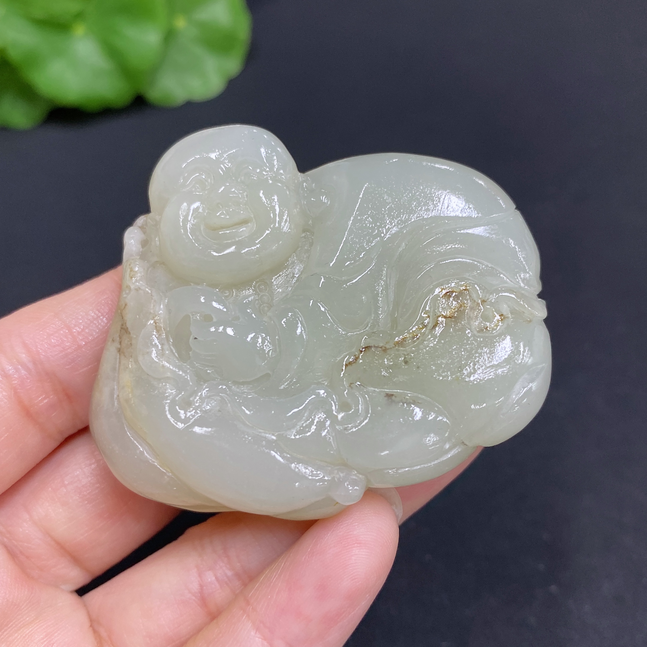 H34971241 Hetian Jade Pendant - Buddha Figure, Total Weight Approx. 66g, Undetermined Skin Color Origin