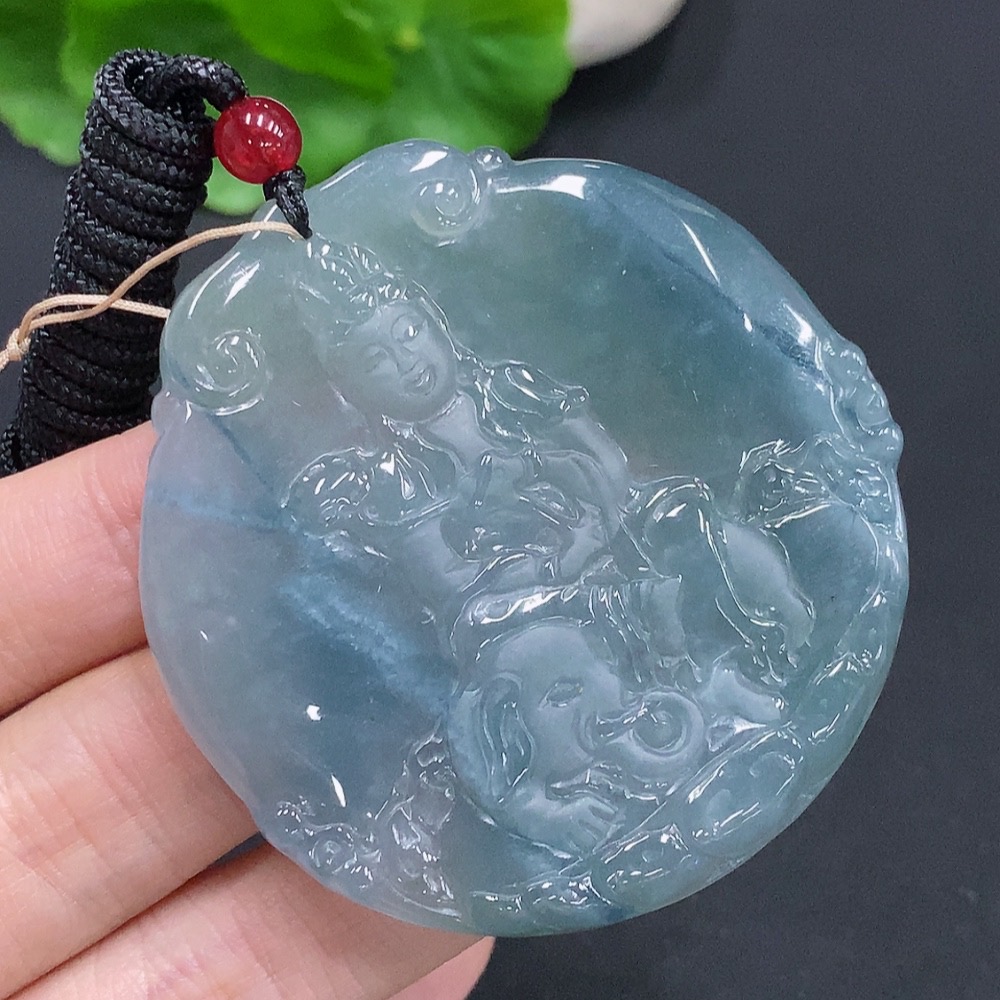 F32757078 Jadeite Samantabhadra Bodhisattva Pendant