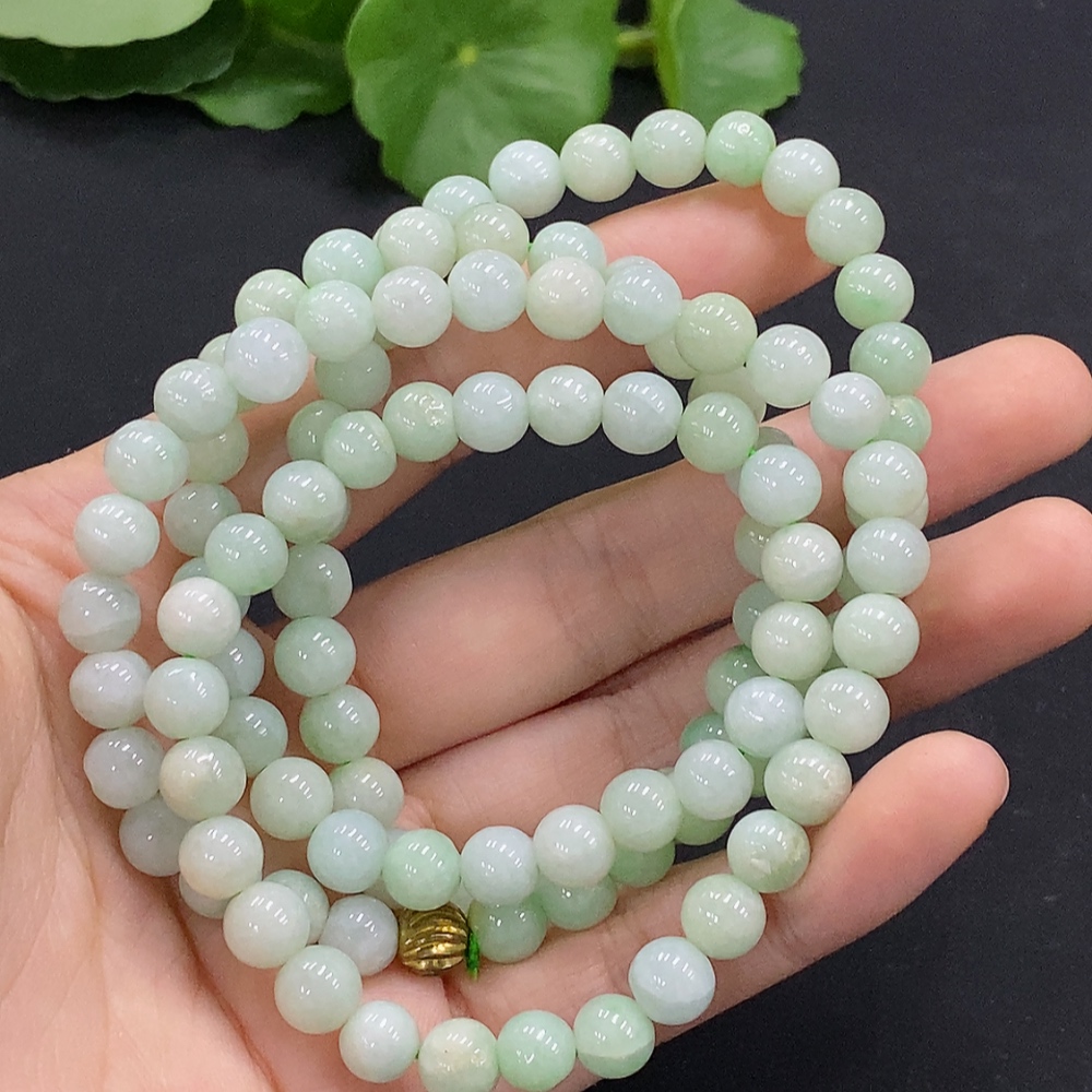 F33832560 Jadeite Bead Necklace Non-Gold Total Weight Approx. 63.34g Size About 7.3mm