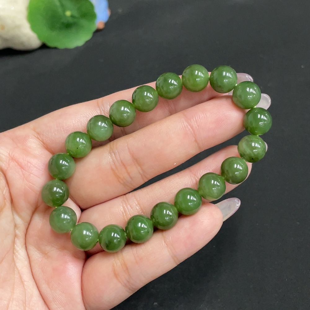 H34972441 Hetian Jade Jasper Bracelet Approx.9.4mm Total Weight About 27.1g