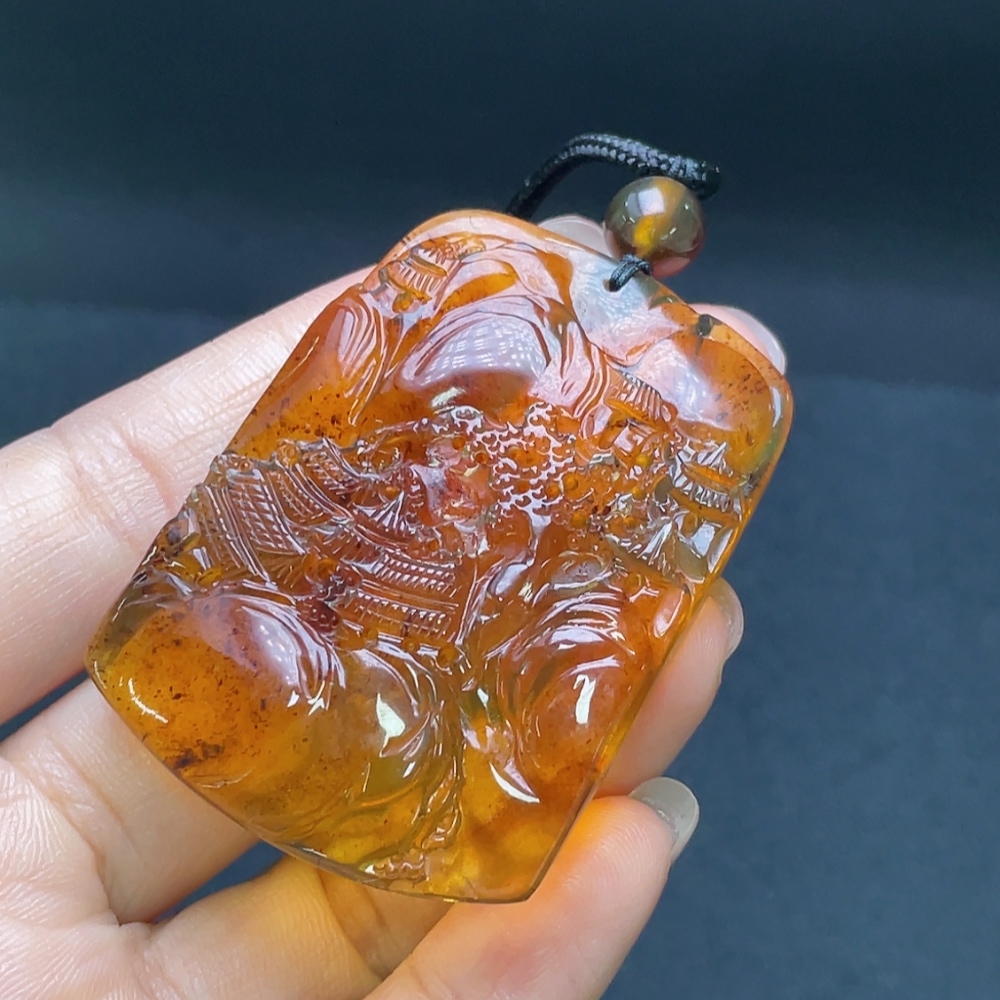 C29369026 Amber Beeswax Pendant, Total Weight Approx. 12.76g Including Rope