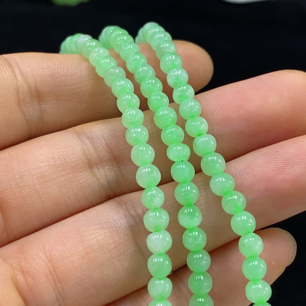 F33928902 Jadeite Bead Necklace, Approx. 4.2mm, Total Weight Approx. 19.14g, Non-Gold