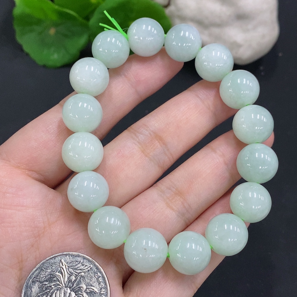 F34021953 Jadeite Bead Necklace, Approx. 12mm, Total Weight Approx. 51.2g