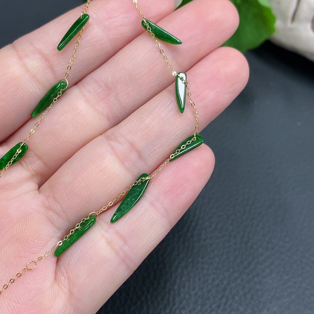 F22482758 Jadeite inlaid anklet, main chain 18k, total weight approx. 1.72g