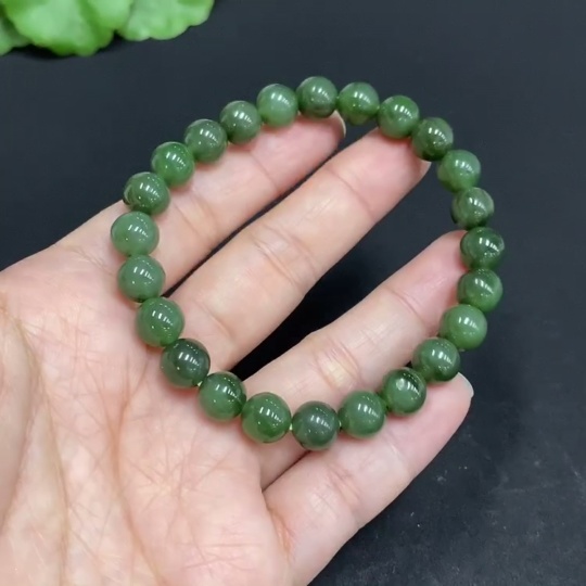 H34969928 Hetian Jade Jasper Bracelet Approx. 7.6mm Total Weight Approx. 18.4g