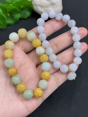 F35107172 Jadeite Beads Sell as a Lot Not Gold Inlaid