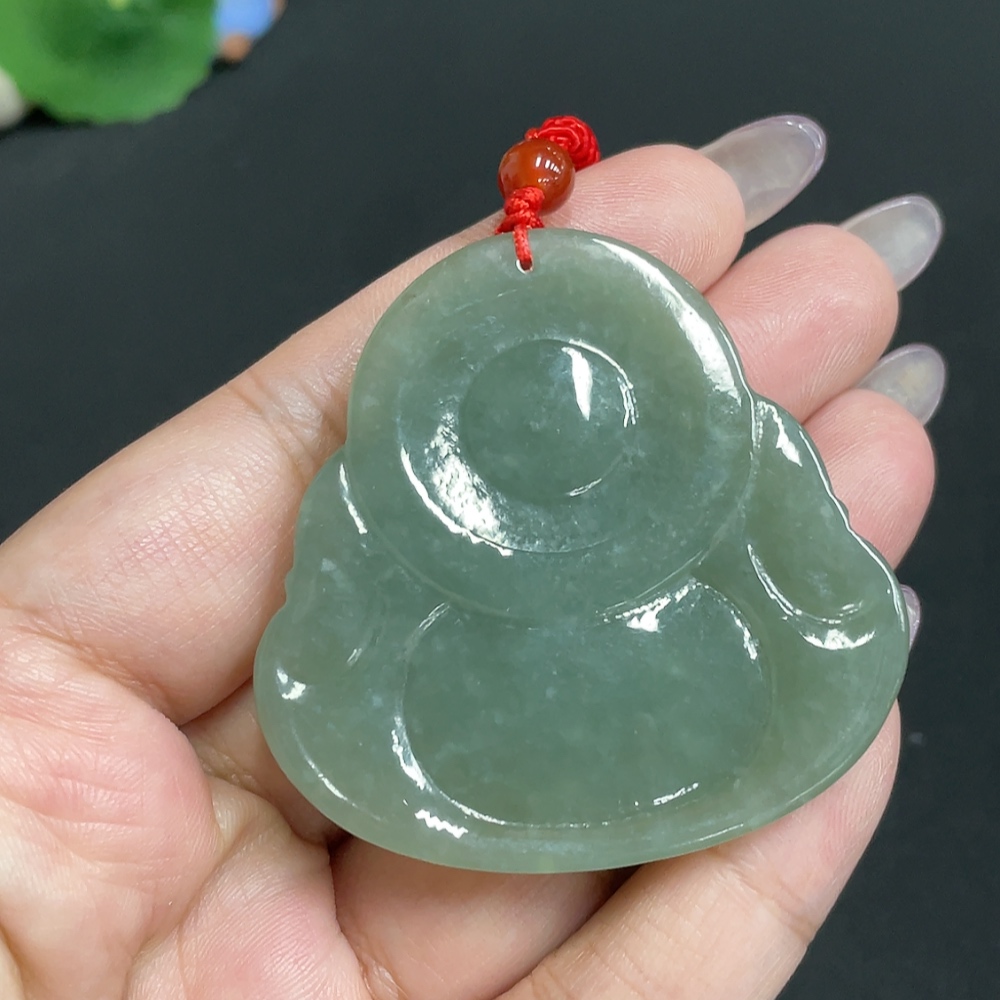H34956543 Hetian Jade Pendant - Buddha Figure, Total Weight (including rope) Approx. 41.8g