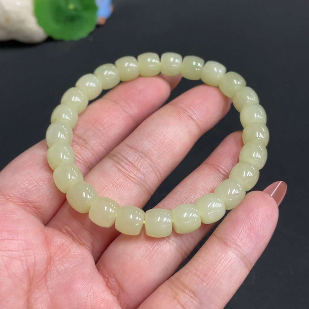 H34004770 Hetian Jade Bracelet Approx. 7.7mm Total Weight Approx. 22.2g