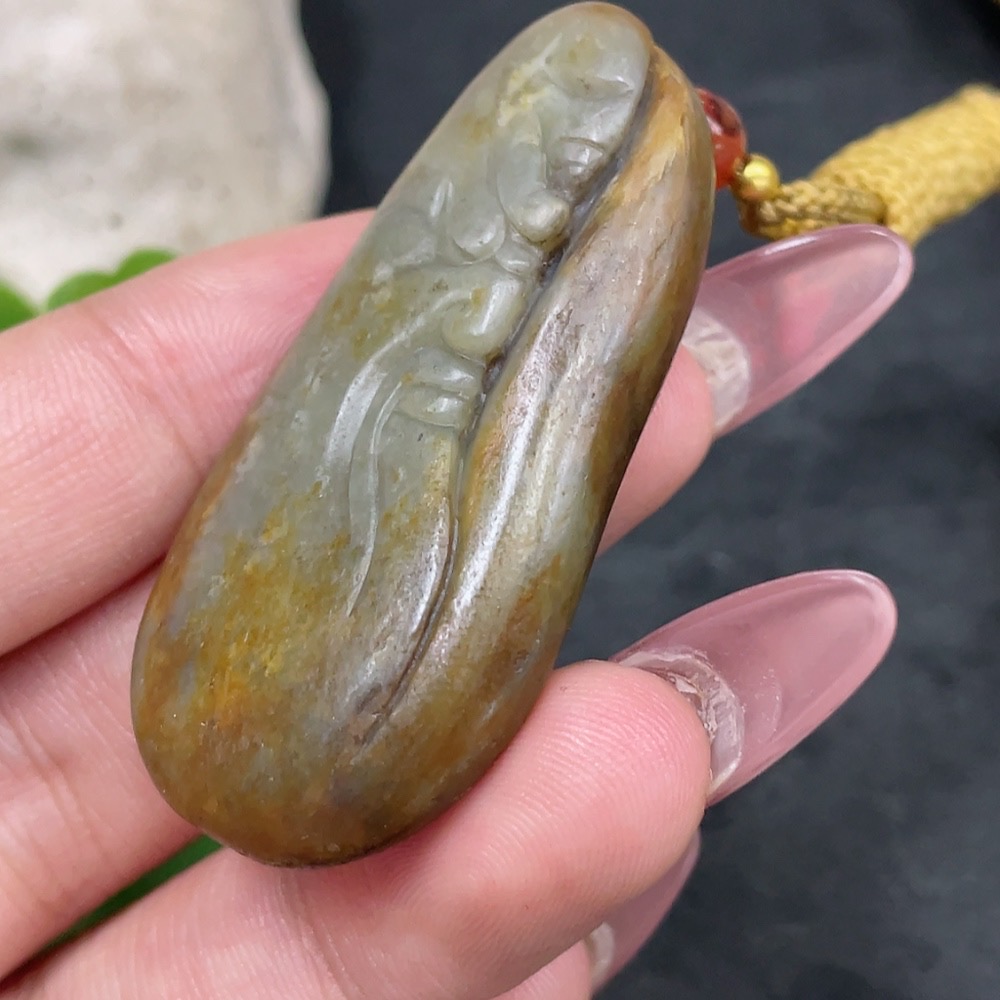 H33898004 Hetian Jade Pendant Guan Gong with Undetermined Skin Color Formation Total Weight (Including Rope) Approx. 23.1g