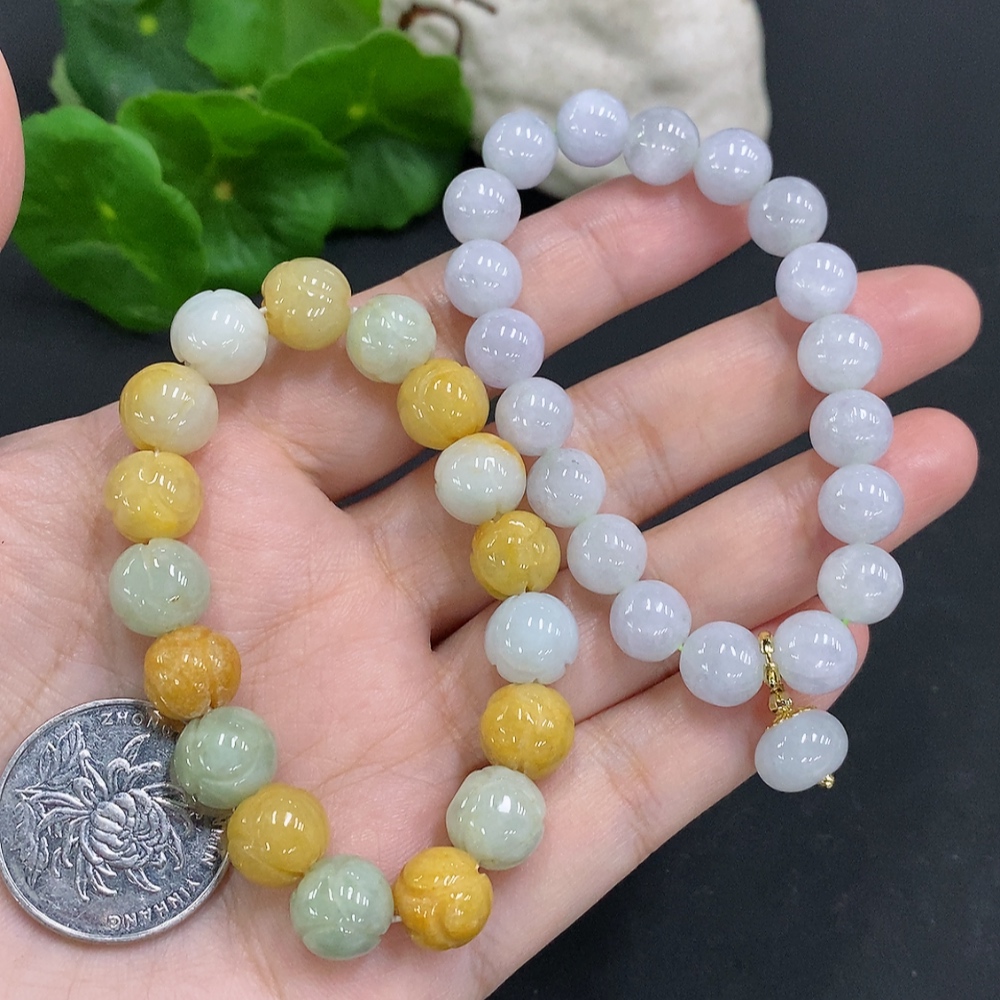 F35107172 Jadeite Beads Sell as a Lot Not Gold Inlaid