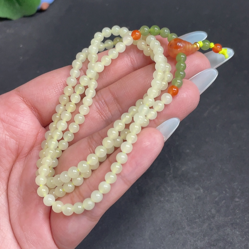 H31574985 Hetian Jade Bead Necklace, Approx. 4mm, Total Weight About 16.3g, Accessories Not Hetian Jade