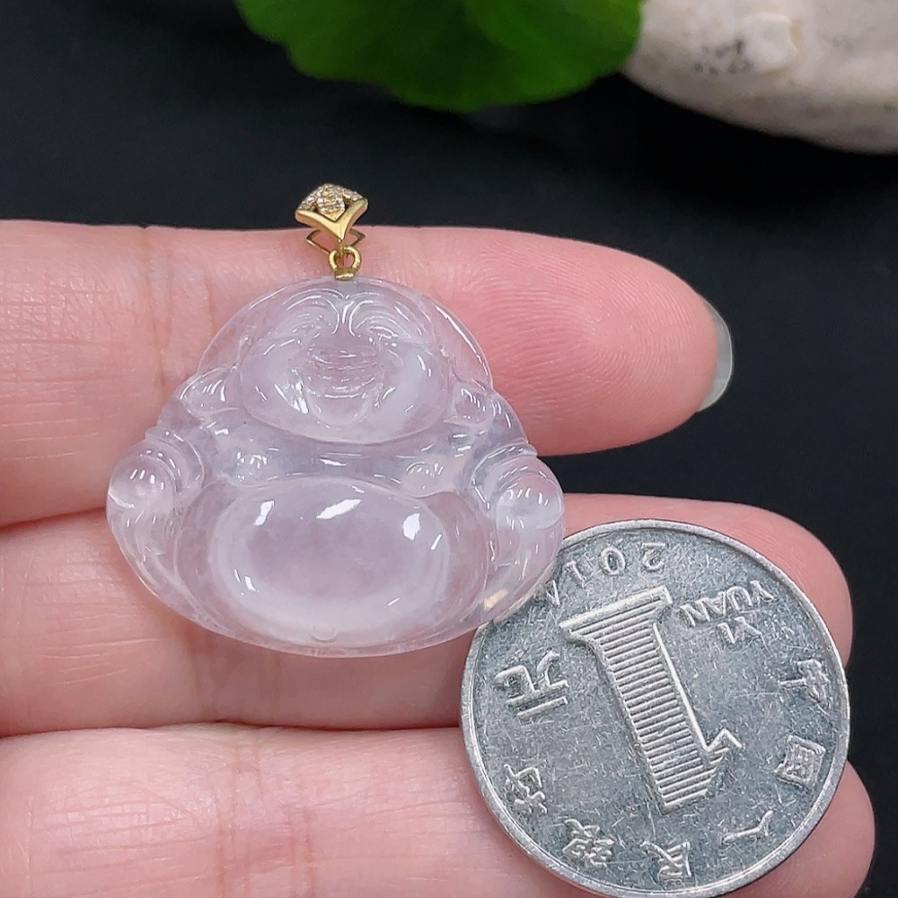F30526926 Jadeite Buddha Pendant, 18K Gold, Total Weight Approx. 5.7g