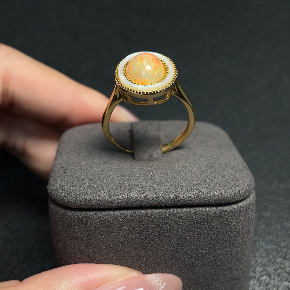 C34008378 Opal Ring Adjustable Non-Gold Total Weight Approx. 3.68g
