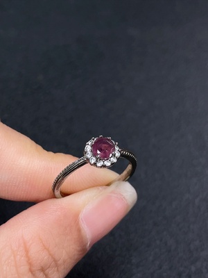 C33868988 Tourmaline Ring with Other Mineral Components, Visible Organic Matter, Non-Gold, Total Weight Approx. 1.81g, Size 15