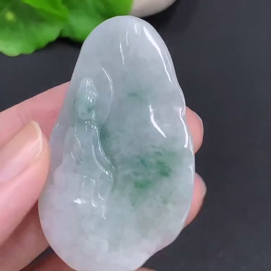 F31606012 JadeiteFormless Guanyin Pendant