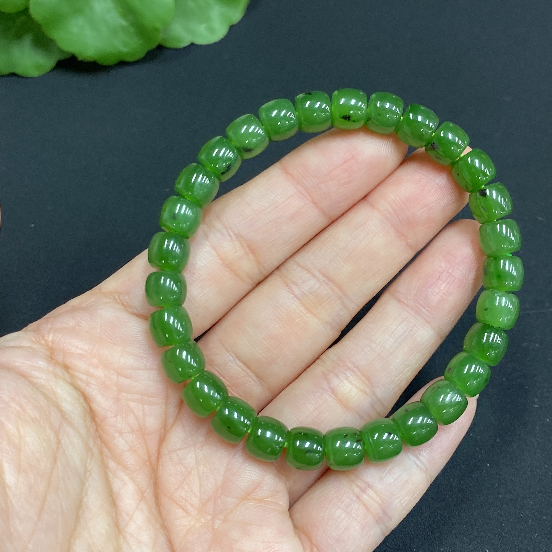 H34985301 Hetian Jade Jasper Bracelet Approx. 6.7mm Total Weight About 16.2g