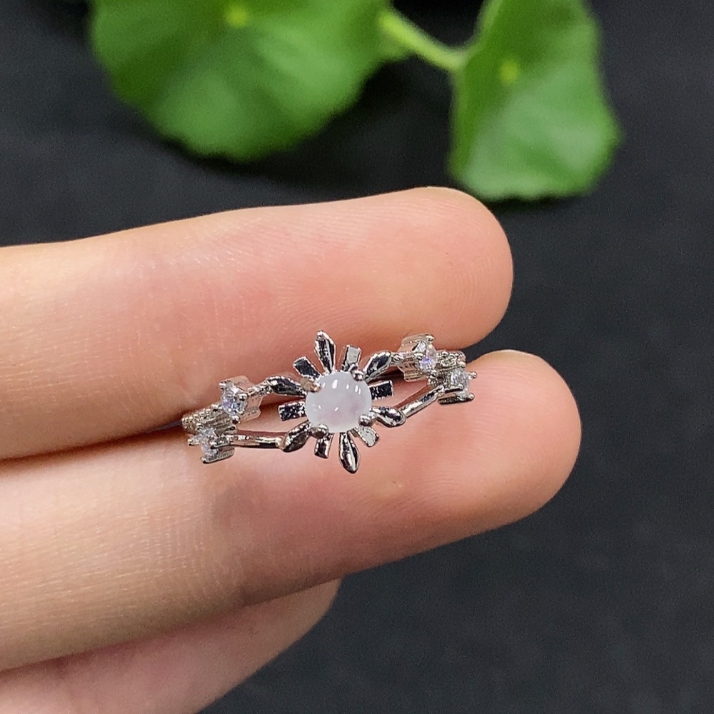 F30548664 Jadeite Cabochon Solitaire Ring, Non-Gold Setting, Adjustable, Total Weight Approx. 1.67g