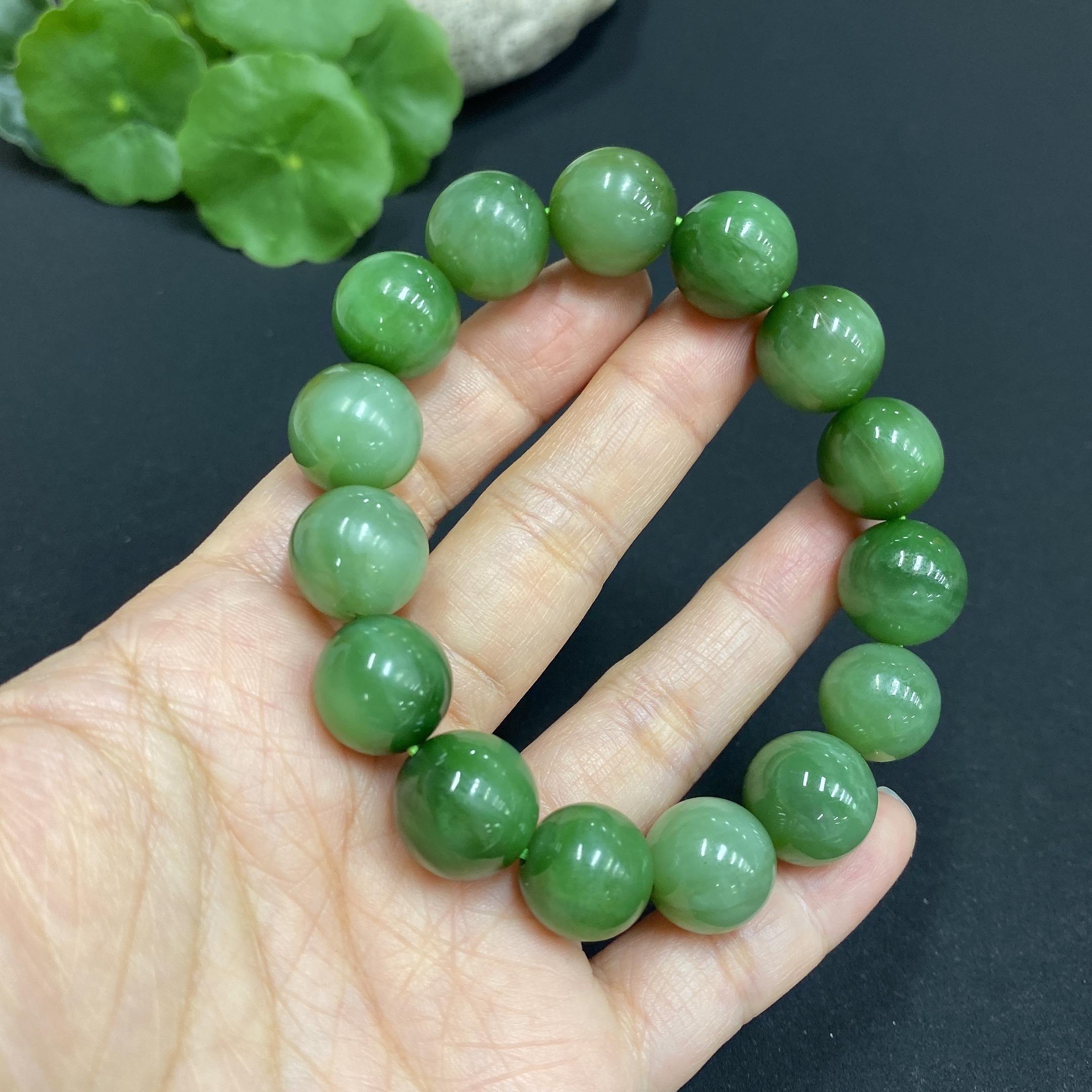 H32760030 Hetian Jade Bracelet Approx.13.6mm Total Weight Approx.58.2g