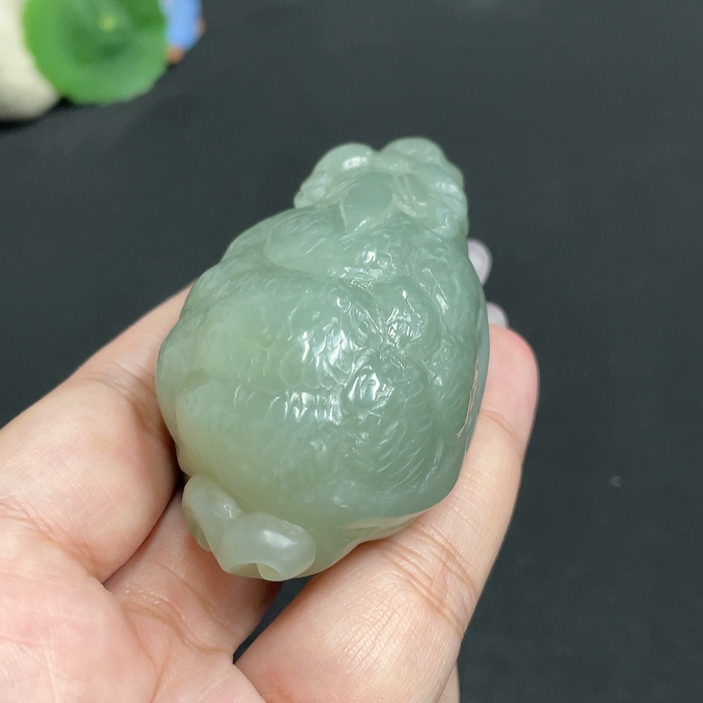 H34956902 Hetian Jade Handheld Piece, Dragon Turtle, Total Weight Approx. 107.8g
