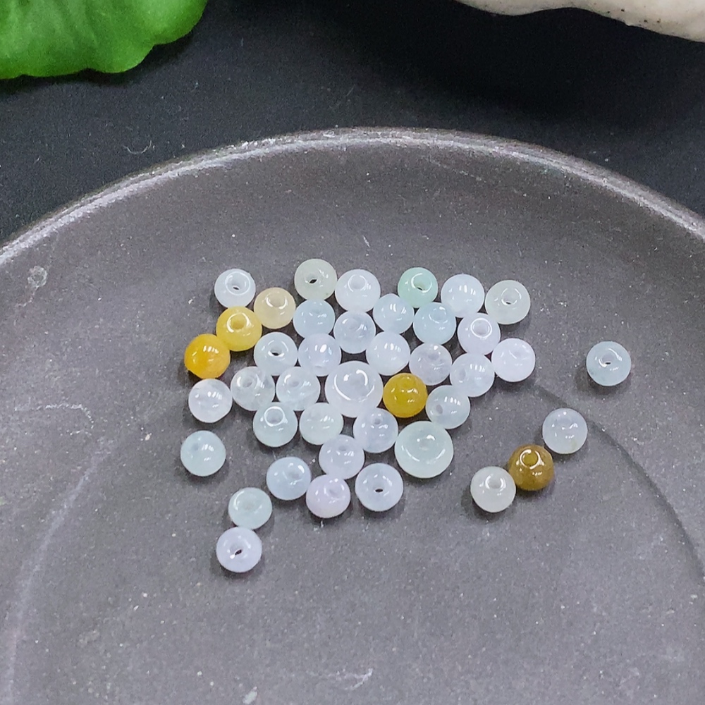 F35107268 Jadeite Beads Sell as a Lot Total Weight with Bag Approx.7.3g