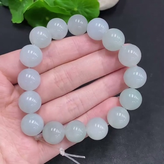 F34034448 Jadeite Bracelet, Total Weight Approx. 58.8g, Bead Size 12.7mm