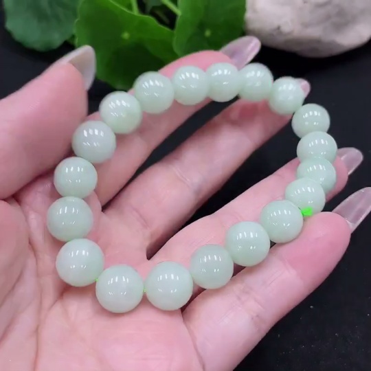 F34068183 Jadeite Beads Bracelet Approx.10.4mm Total Weight About 33.9g