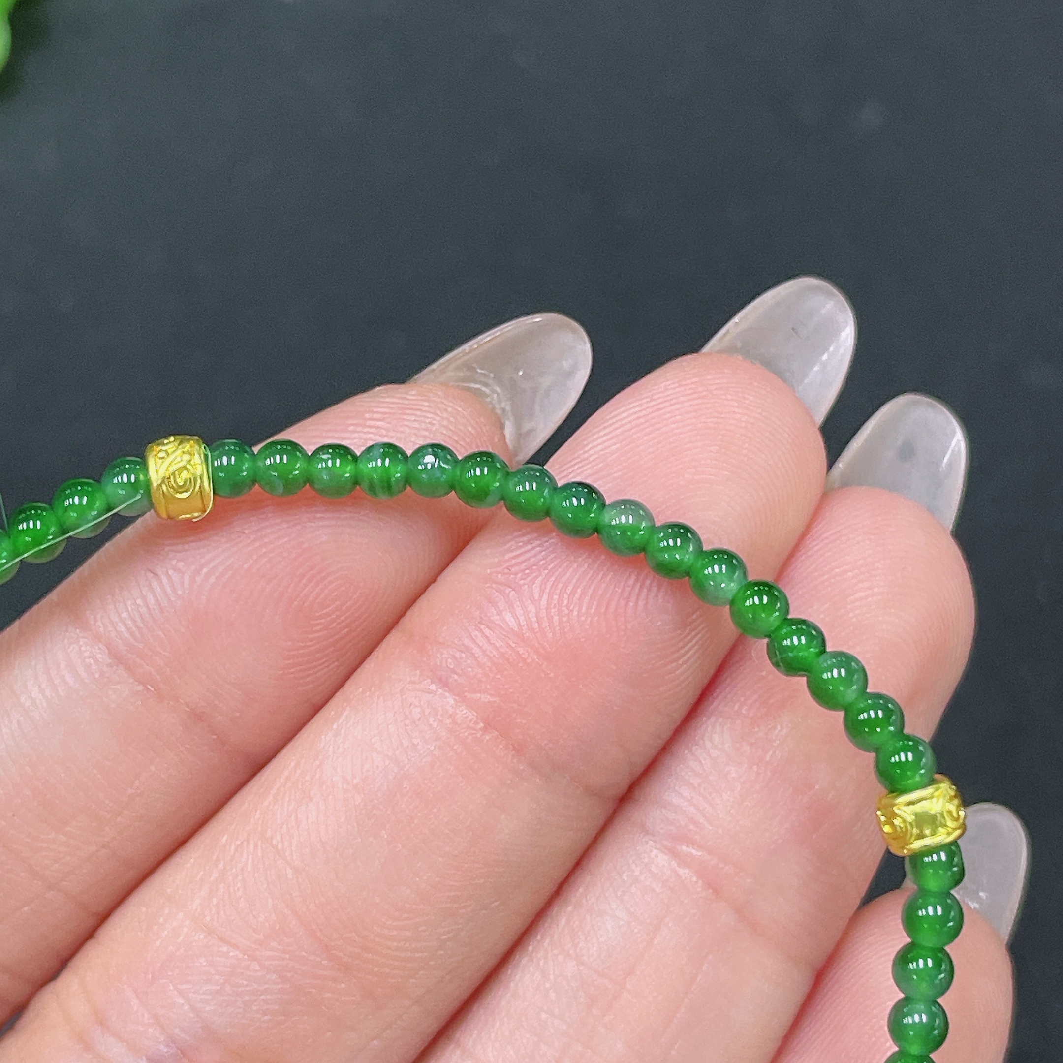 F35105613 Jadeite Bracelet Non-Gold Total Weight Approx. 3.35g Size About 3mm