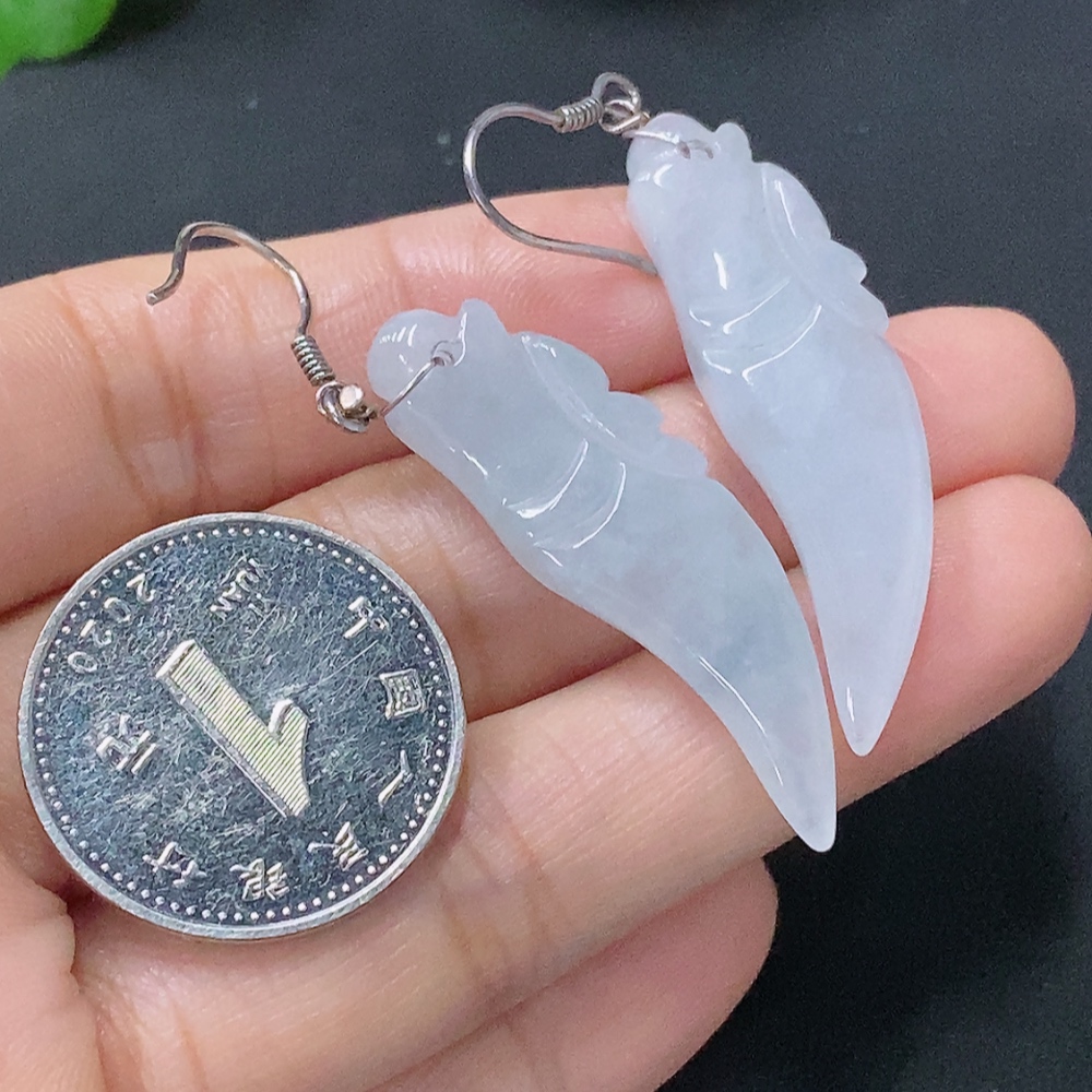 F35116890 Jadeite Inlaid Earrings Non-Gold Total Weight Approx. 8.68g