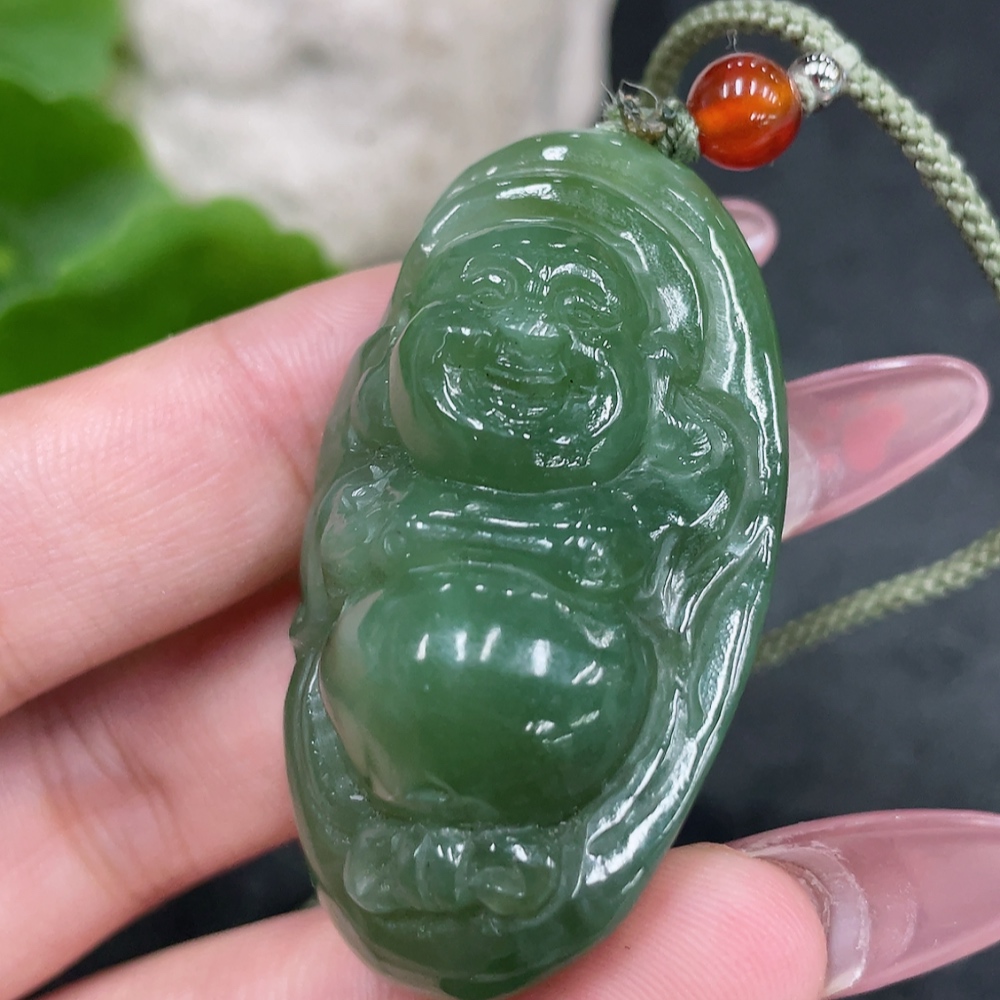 H33925184 Hetian Jade Pendant    Buddha    Total weight (including rope): 32.6g