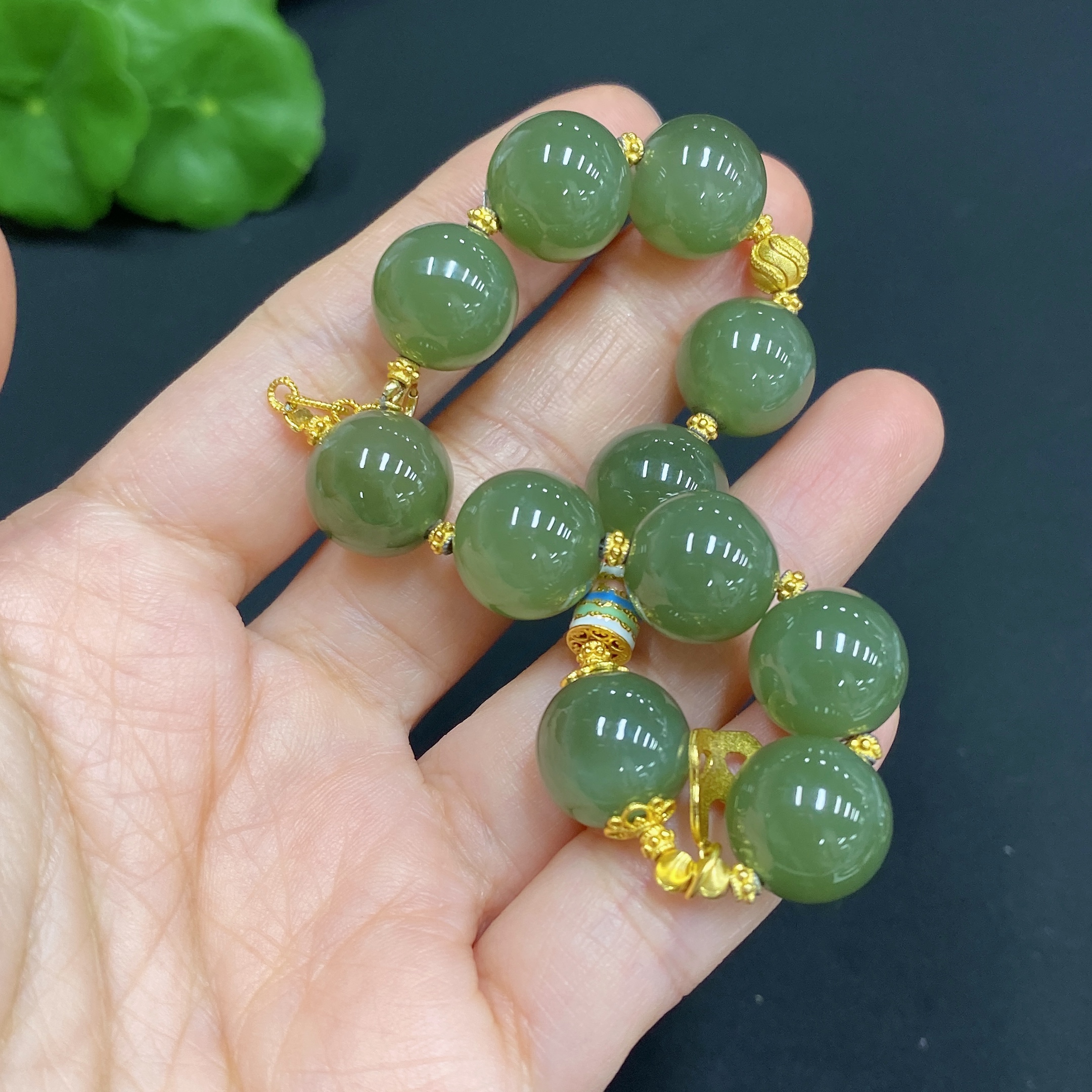 H27059811 Hetian Jade Bracelet   Approx. 11.6mm   Non-Gold Inlaid   Total Weight Approx. 31.6g