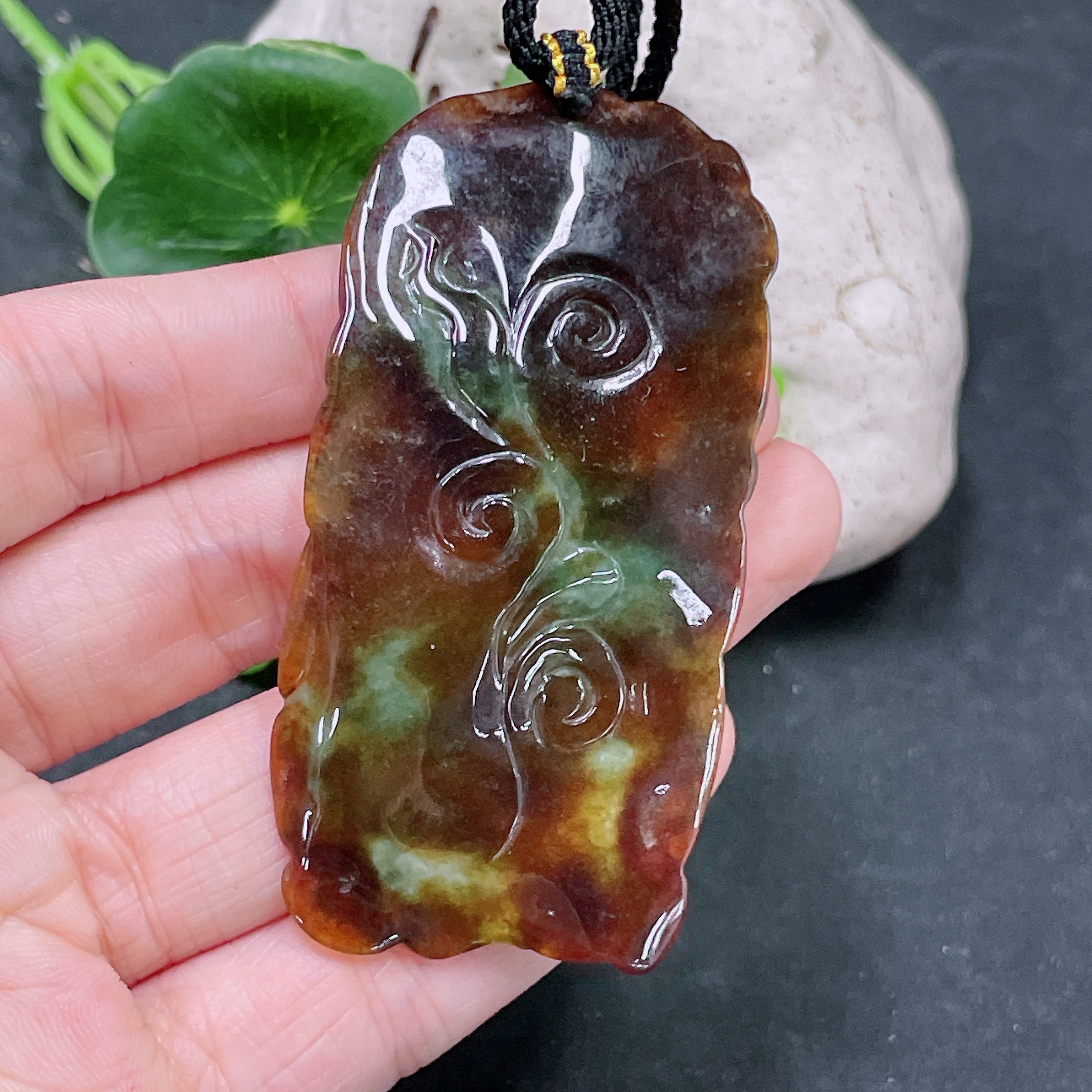 F33864697 Jadeite Pendant, Color Origin Undetermined, Total Weight Including Rope Approximately 31.3g