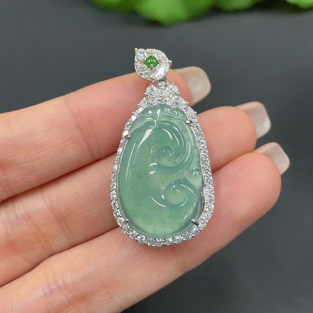 F23688003 Jadeite Inlaid Pendant Ruyi Non-Gold