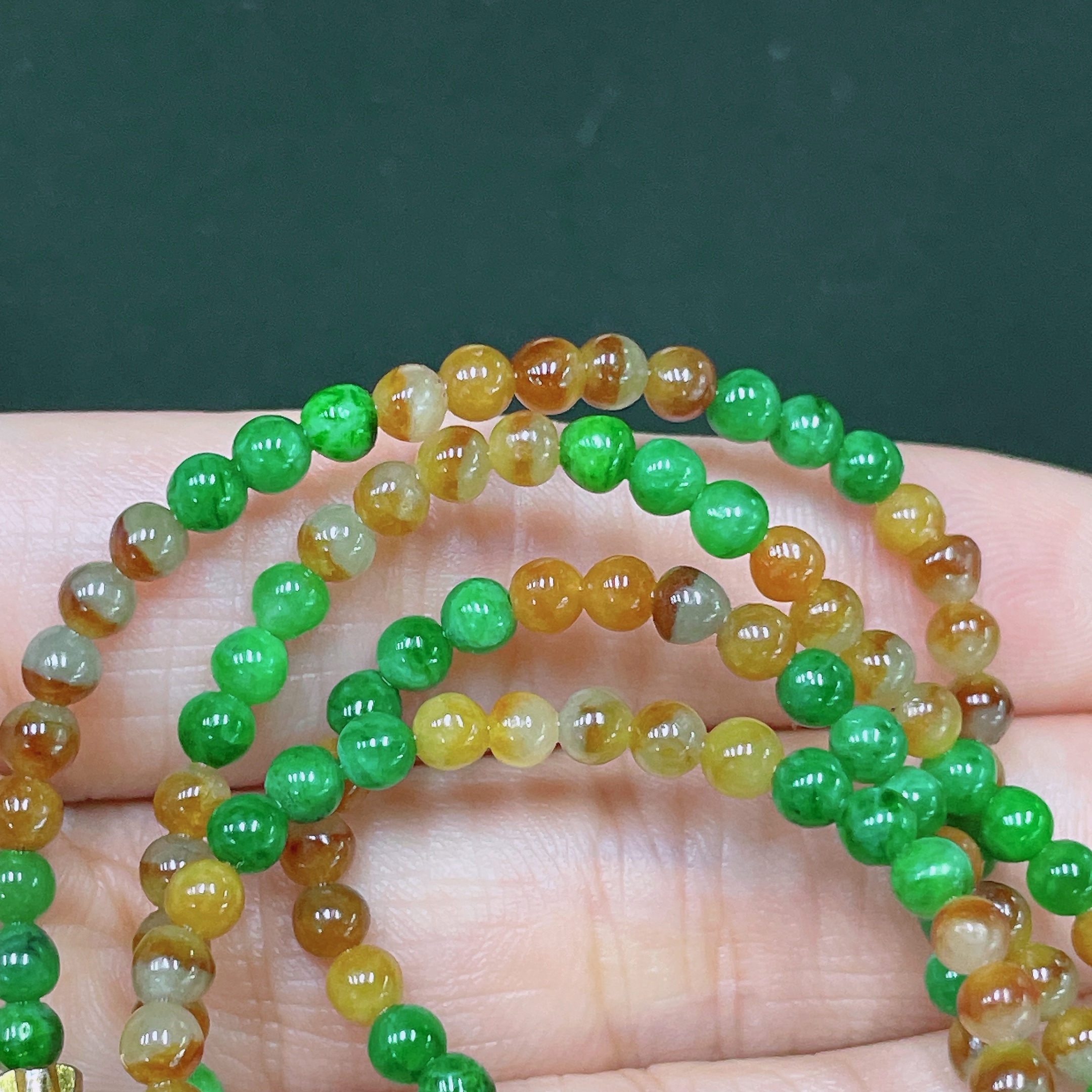 F33865689 Jadeite Bead Necklace Approx. 3.6mm Total Weight Approx. 14.13g Non-Gold Color Origin Undetermined