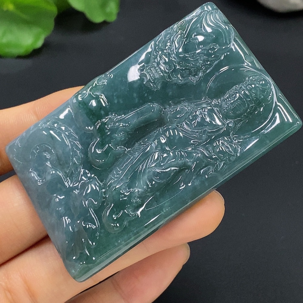 F23561724 Jadeite Avalokiteshvara Pendant with Dragon, Total Weight 44.642g