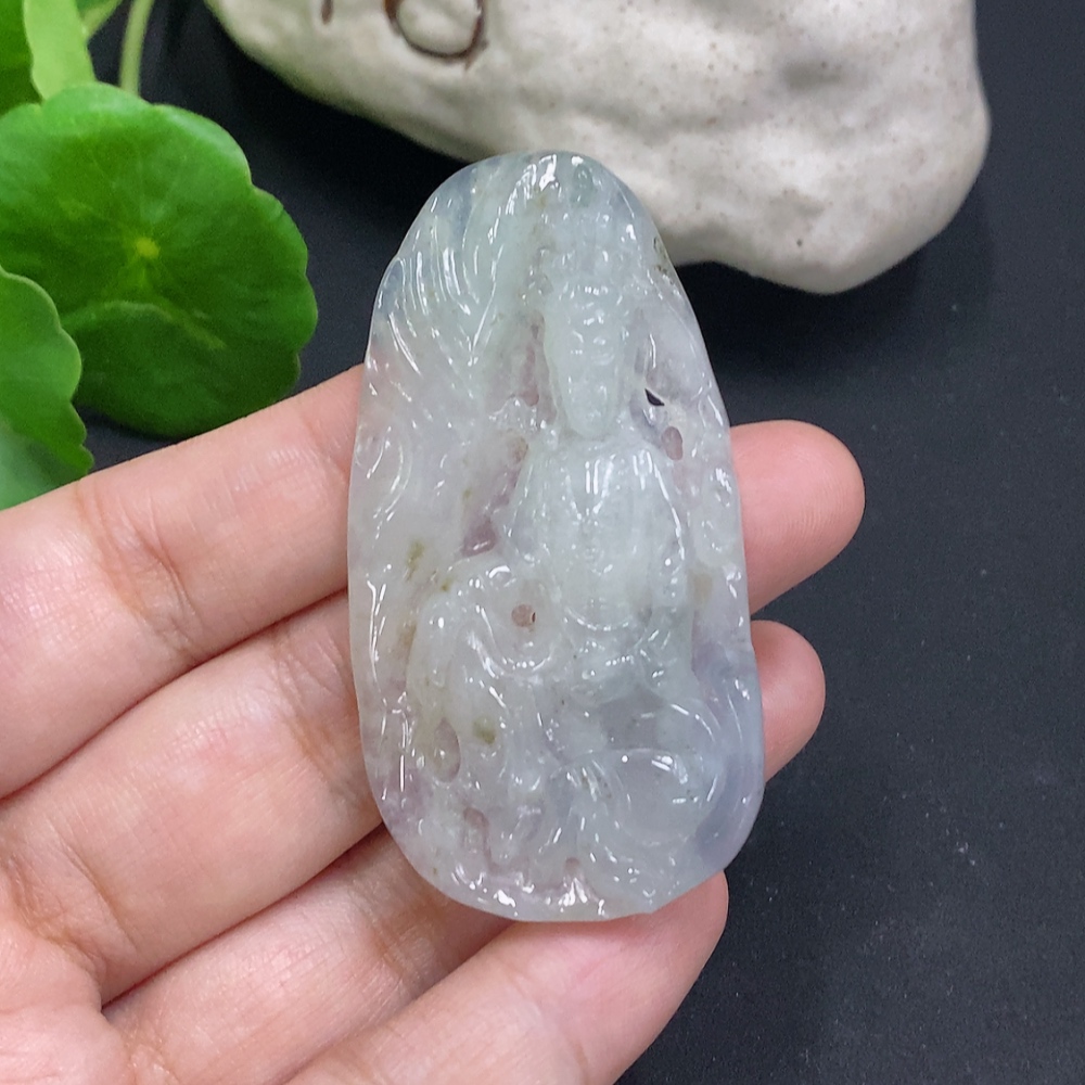 F32741616 Jadeite Guanyin Pendant Total Weight About 17.4g