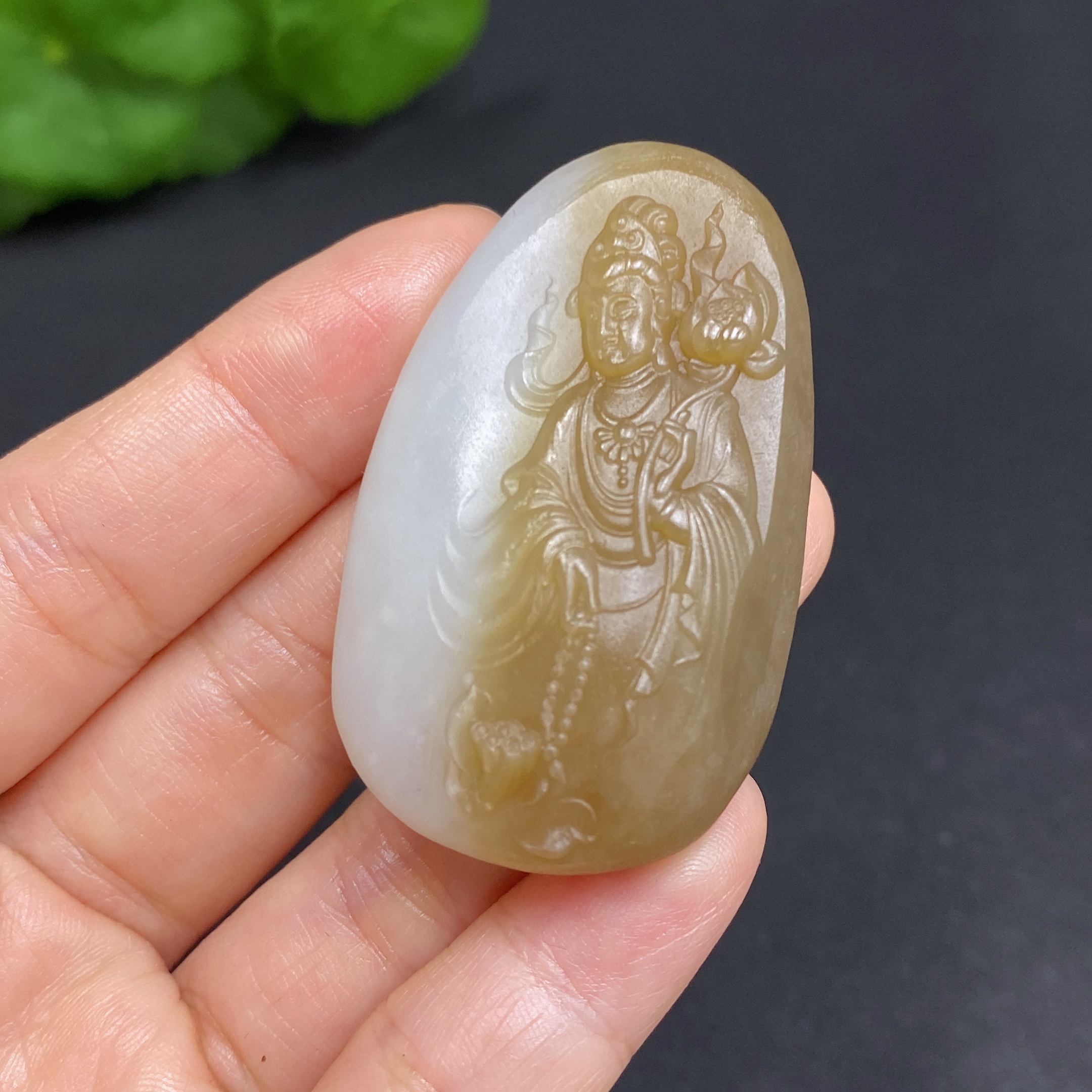H30466246 Hetian Jade Pendant Guanyin Total Weight Approx. 33.1g