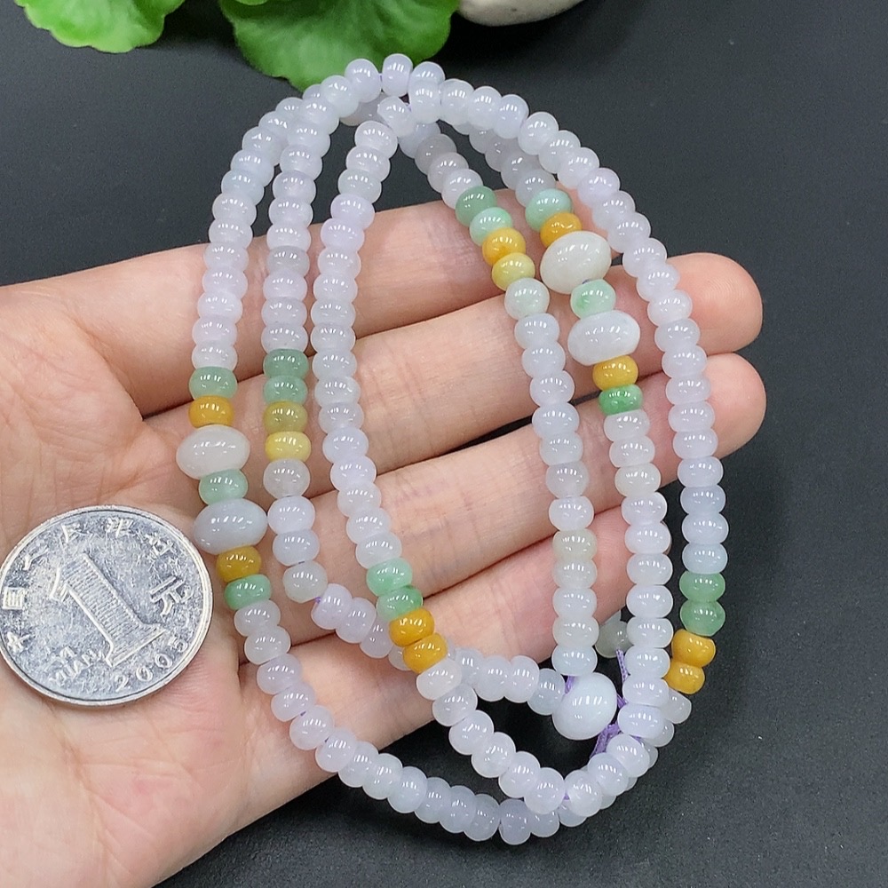 F20211611 Jadeite Bead Necklace Color Origin Undetermined Approx. 5.8mm Total Weight 43.480g