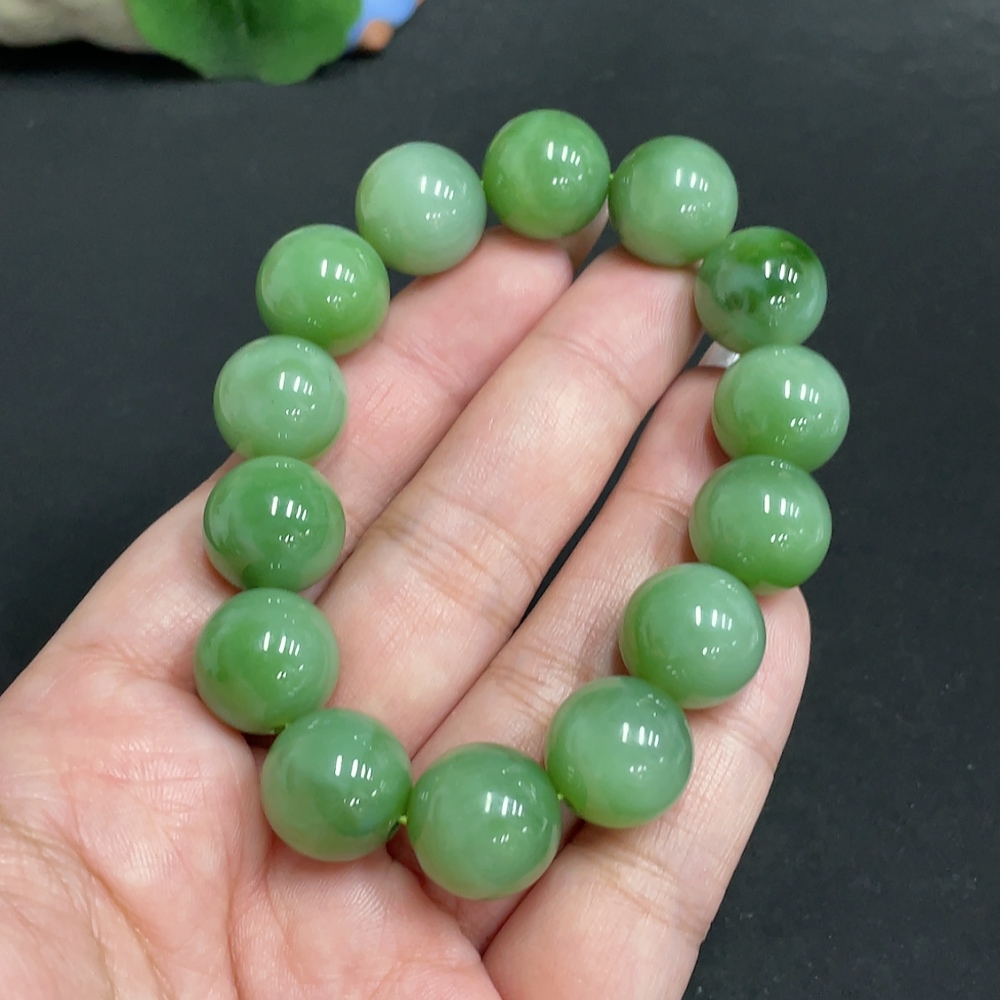H32699697 Hetian Jade Bracelet, Approx. 14.1mm, Total Weight Approx. 62.7g