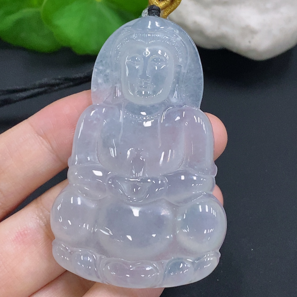 F28232252 Jadeite Guanyin Pendant (Total Weight with Rope: Approx. 31g)