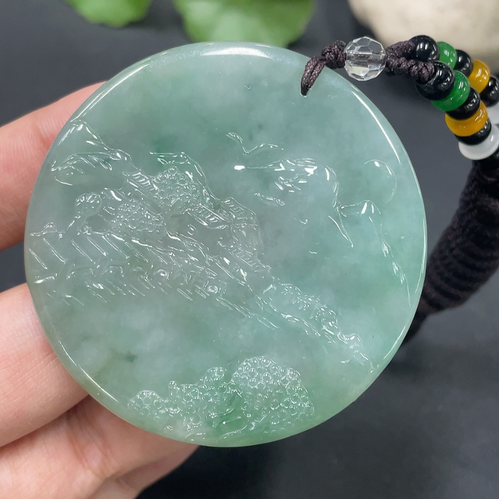 F19185303 Jadeite Landscape Pendant Total Weight 39.166g