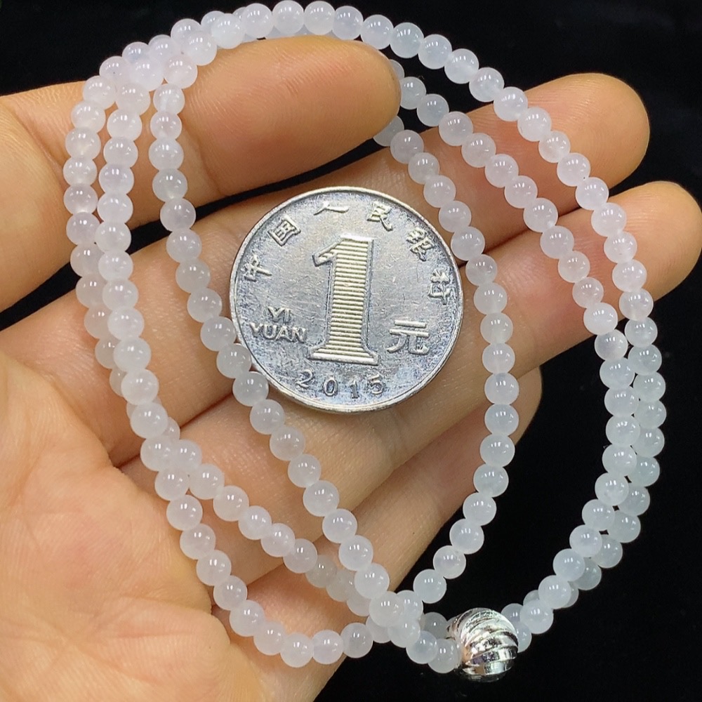 F34975257 Jadeite Bead Necklace Card 3.3mm Approx. Total Weight About 13.68g Non-Gold