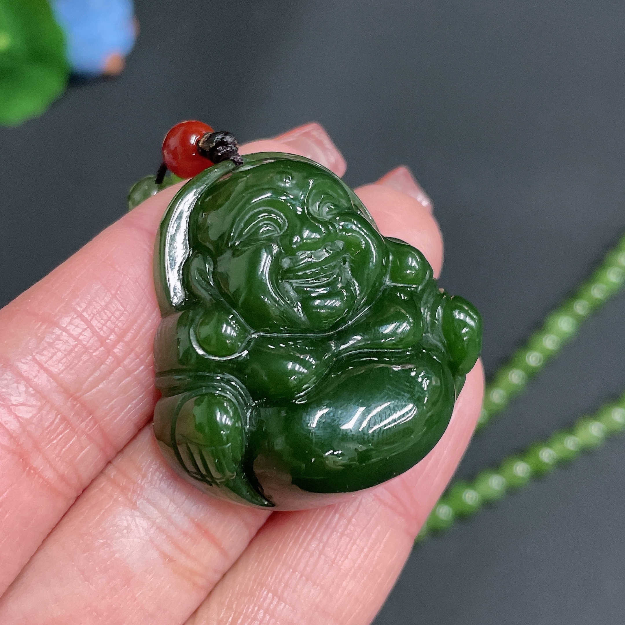 H25839279 Hetian Jade Pendant - Buddha - Total Weight Approx. [Including Chain] 66.4g - Beads Not Hetian Jade